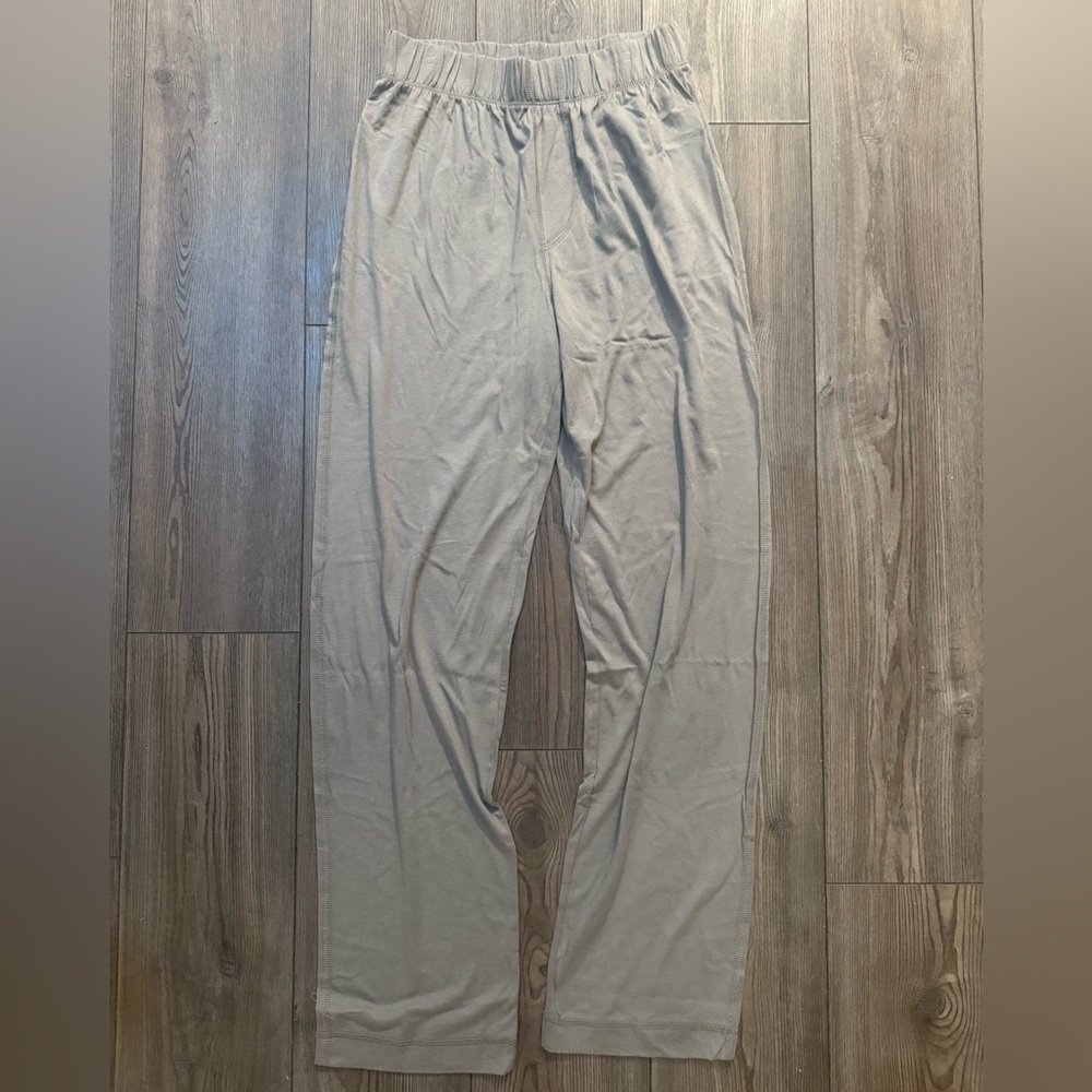 Éterne Lounge Pants XS Taupe Cotton Modal Relaxed Fit Long Inseam NWOT